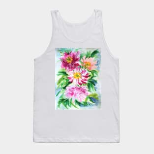 Peonies Watercolor Painting Tank Top